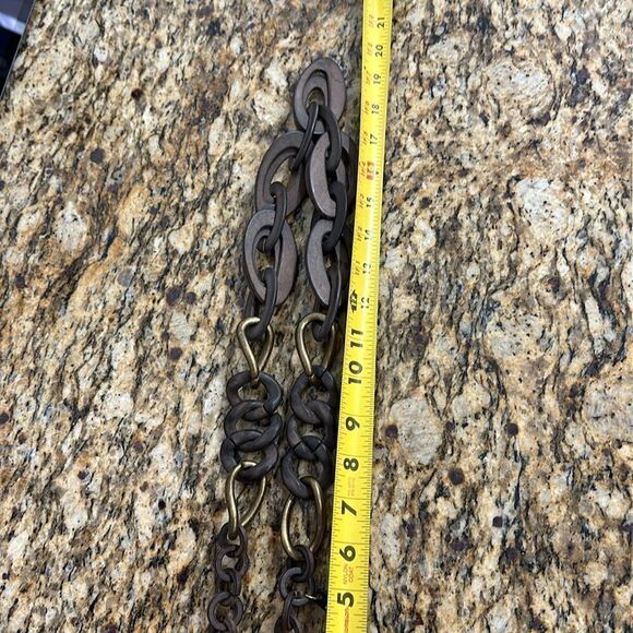 Brown Wood Chain Statement Necklace Jewelry Boho - Picture 4 of 4